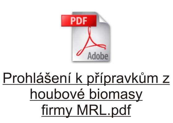 Prohlášení k přípravkům z houbové biomasy firmy MRL